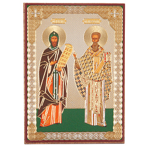 Икона равноапостольных Кирилла и Мефодия, МДФ, 6х9 см (6х9 см)