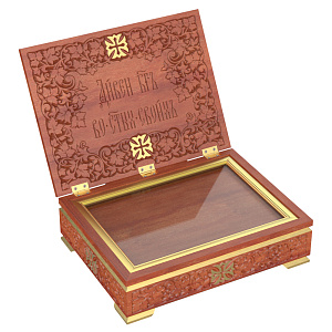 Ковчег для мощей "Суздальский", цвет "кипарис" с золотом (поталь), 40х30х12 см  (ясень)