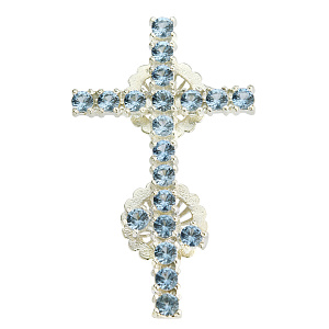 Крест на клобук серебряный с камнями (высота 3,5 см)