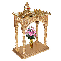 Панихидный стол на 100 свечей "Тверской" позолоченный, колонны, резьба, 85х50х96 см