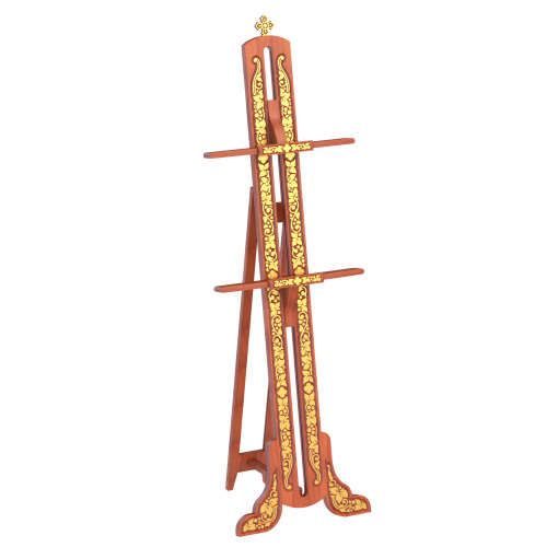 Подставка под храмовую икону "Суздальская", цвет "кипарис" с золотом (поталь), 80х66х254 см фото 2