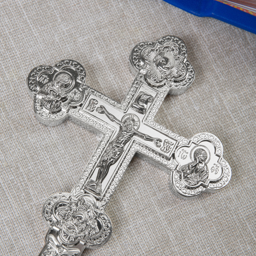 Крест требный, цинковый сплав, цвет "под серебро", 12x21 см фото 4
