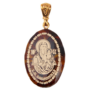 Образок нательный с ликом Божией Матери "Смоленская", овальной формы, 2х3 см (ювелирная смола)