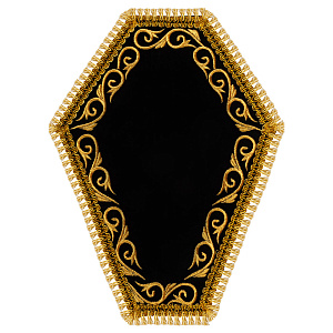 Плат под крест шестигранный черный вышитый, 26х33 см (золотая бахрома)
