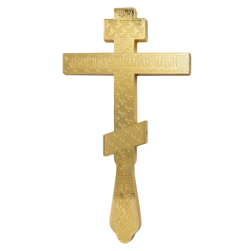 Крест напрестольный, цинковый сплав, голубая эмаль, камни, 14,5х26 см фото 8