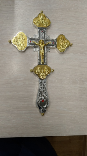 Крест напрестольный, гравировка, камни, 19,5х31 см, У-0128 фото 2