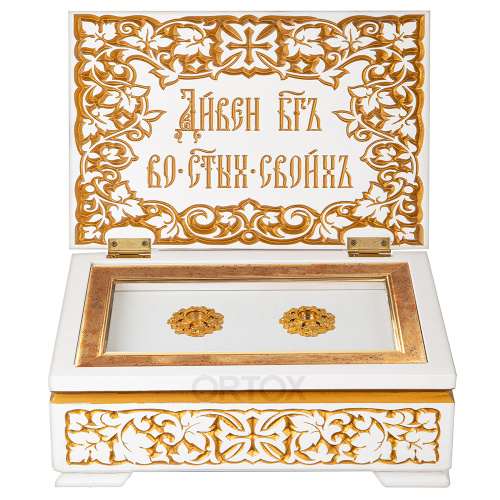 Ковчег для мощей "Суздальский" белый с золотом (патина), 30х20х13 см фото 4