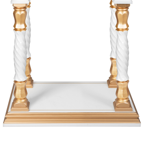 Панихидный стол на 70 свечей "Тверской" белый с золотом (патина), колонны, резьба, 70х50х96 см фото 3