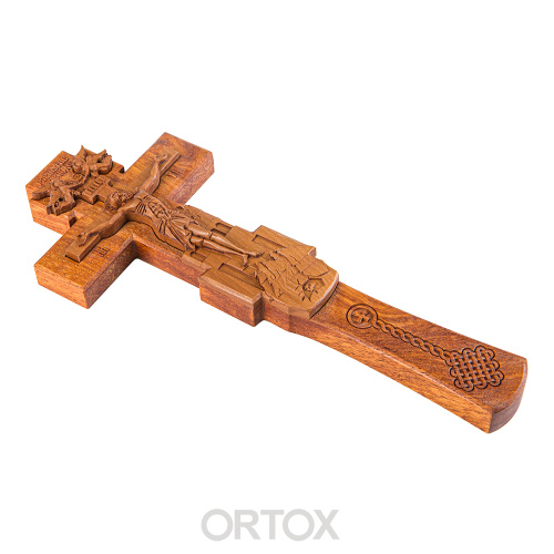 Крест напрестольный деревянный резной, 9,5х23,5 см фото 3