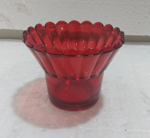 Стаканчик для лампады стеклянный рифленый красный, У-1175 фото 2