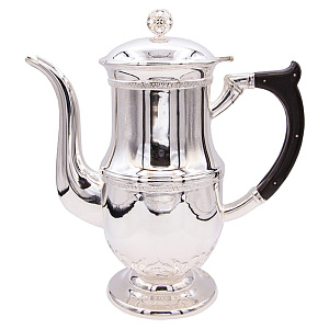 Чайник для теплоты из латуни в серебрении, высота 21,5 см, 0,75 л (эбонит)