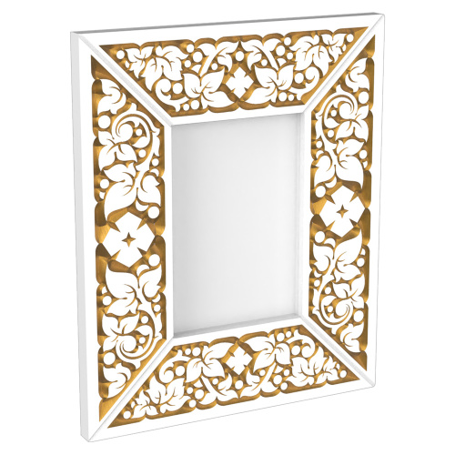 Рамка-киот "Суздальский" настенный белый с золотом (патина), ширина 12 см фото 2