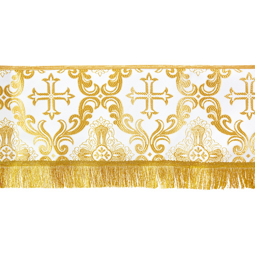 Пелена на престол с вышитыми херувимами белая с золотом, шелк фото 4