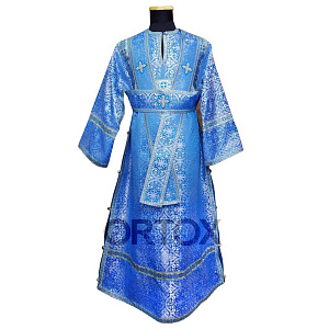 Облачение иподиаконское голубое, шелк, цветной галун с рисунком (машинная вышивка)
