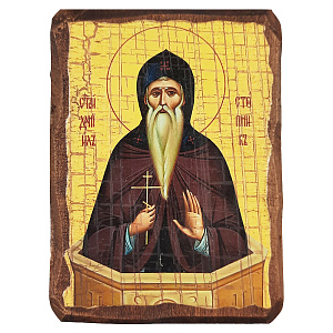 Икона преподобного Даниила Столпника, 6,5х9 см, под старину (береза)