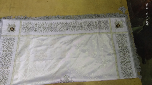 Пелена на престол комбинированная вышитая белая, 150х150 см, У-1117 фото 2