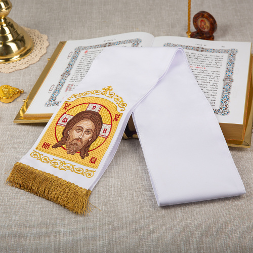 Закладка для Евангелия с иконой Спаса Нерукотворного, 160х14,5 см, бахрома фото 7
