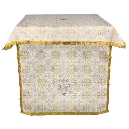 Облачение на престол белое с золотом, церковный шелк, 100х100х100 см фото 2