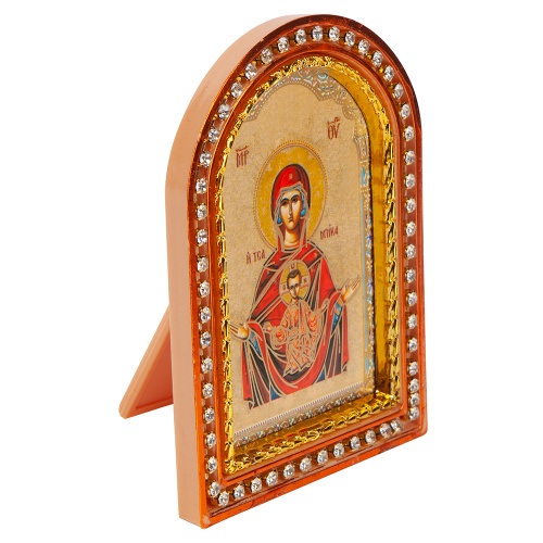 Икона настольная Божией Матери "Знамение", пластиковая рамка, 6,4х8,6 см фото 2
