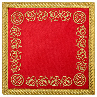 Плат под крест квадратный красный вышитый, 30х30 см, бархат