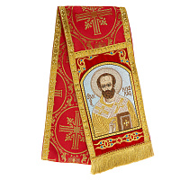 Закладка для Евангелия вышитая с иконой свт. Николая Чудотворца, парча, 153х15 см