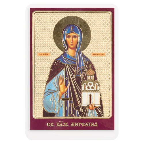 Икона преподобной Ангелины Сербской, 6х8 см, ламинированная фото 2