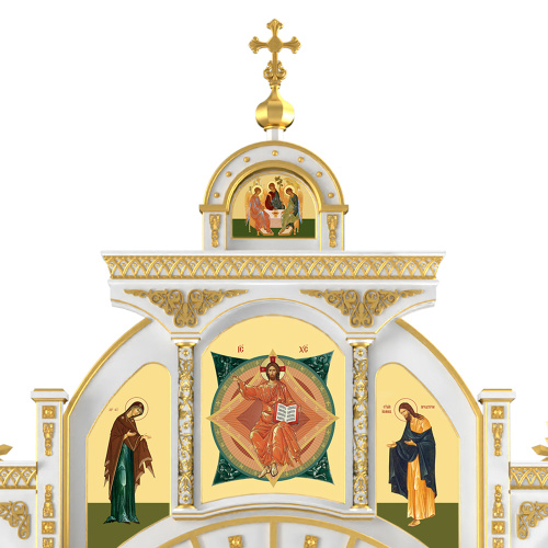 Иконостас "Рождественский" трехъярусный белый с золотом (поталь), 848,5х697х53 см фото 6