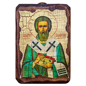 Икона священномученика Валентина Интерамского, 6,5х9 см, под старину (береза)
