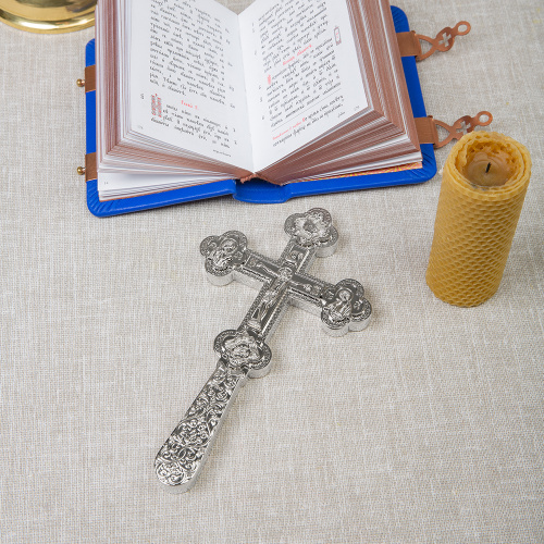 Крест требный, цинковый сплав, цвет "под серебро", 12x21 см фото 3