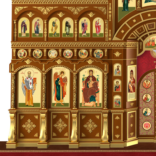 Иконостас "Рождественский" трехъярусный, цвет "кипарис" с золотом (поталь), 848,5х697х53 см фото 7