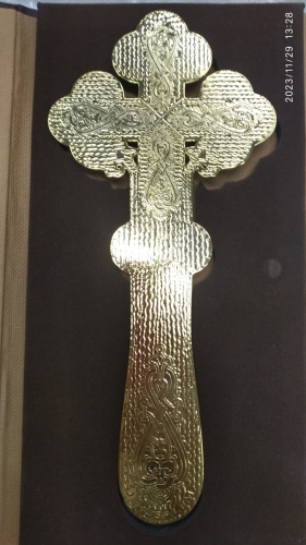 Крест требный латунный, эмаль, 10х23 см, У-0952 фото 3