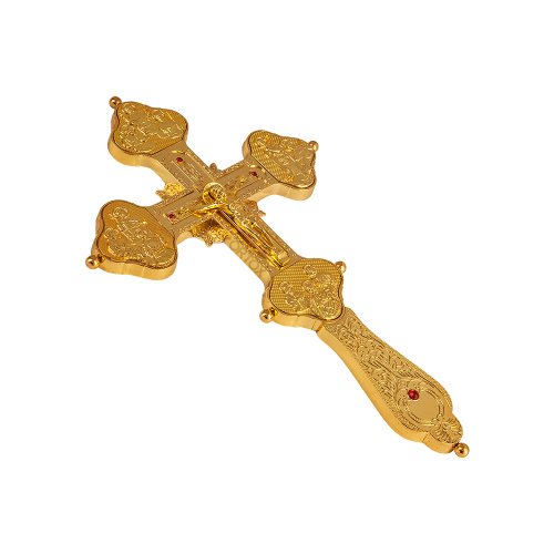 Крест напрестольный, гравировка, камни, цвет "под золото", 19,5х31 см фото 6