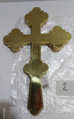Крест напрестольный латунный с ликами, эмаль, 20х31 см, У-0630 фото 6