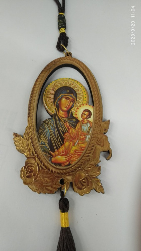 Икона Божией Матери "Шуйская-Смоленская" подвесная в машину, фанера, У-0822 фото 6