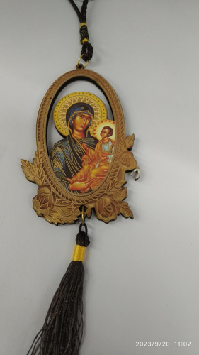 Икона Божией Матери "Шуйская-Смоленская" подвесная в машину, фанера, У-0822 фото 5
