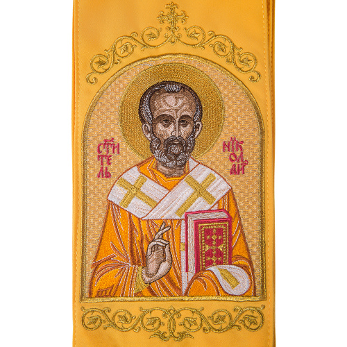 Закладка для Евангелия вышитая с иконой Николая Чудотворца, 160х14,5 см фото 5