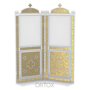 Киот напольный "Суздальский" белый с золотом (поталь), два модуля (без рамки, 80х50х205 см)