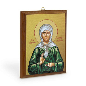 Икона Матроны Московской на деревянной основе, цвет "кипарис", на холсте с золочением (9х12 см (под икону А7))