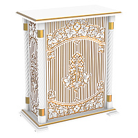 Подставка церковная "Суздальская" белый с золотом (патина), тумба, резьба, 85х46х100 см