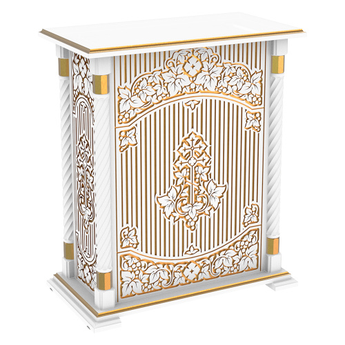 Подставка церковная "Суздальская" белый с золотом (патина), тумба, резьба, 85х46х100 см